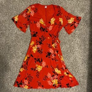 Red Floral Midi(ish) Dress, Size S